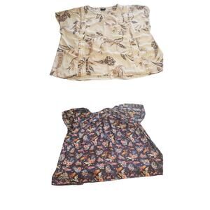 Two Size 2X Plus Boxy Spring/Summer Floral Blouses Terra & Sky/Liz Claiborne